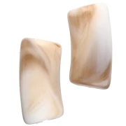 Perles tube incurvé 29x14 mm en acrylique opaque - Marbré Beige - Marron x10