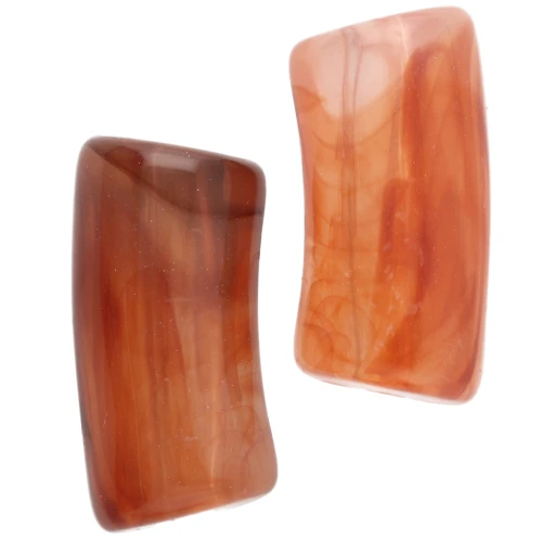 Perles tube incurvé 29x14 mm en acrylique transparent - Marbré Marron x10
