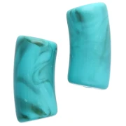 Perles tube incurvé 29x14 mm en acrylique opaque - Marbré Turquoise - Marron x10