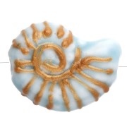 Perle coquillage escargot 21x16 mm en céramique - Bleu - Doré x1