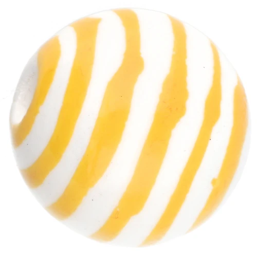 Perles rondes rayées en céramique 12 mm - Blanc - Jaune x4