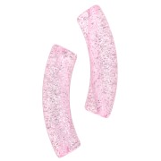 Rose - Perles tube incurvé 32x8 mm en acrylique transparente - Rose Pailleté Argenté x6 Perles tube incurvé 32x8 mm en acrylique transparente - Rose Pailleté Argenté x6