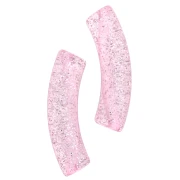 Perles tube incurvé 32x8 mm en acrylique transparente - Rose Pailleté Argenté x6