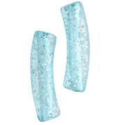 Perles tube incurvé 19x5 mm en acrylique transparente - Bleu Pailleté Argenté x10