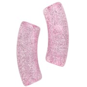 Perles tube incurvé 35x11 mm en acrylique transparente - Rose Pailleté Argenté x6