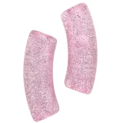 Perles tube incurvé 35x11 mm en acrylique transparente - Rose Pailleté Argenté x6