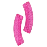Perles tube incurvé 32x8 mm acrylique transparente - Fuchsia Pailleté Argenté x6