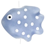 Perle poisson à pois 20x16 mm en céramique - Bleu glacier - Blanc x1