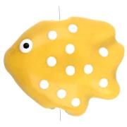 Perle poisson à pois 20x16 mm en céramique - Jaune - Blanc x1