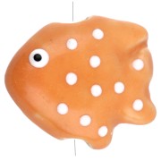 Blanc - Perle poisson à pois 20x16 mm en céramique - Orange - Blanc x1 Perle poisson à pois 20x16 mm en céramique - Orange - Blanc x1