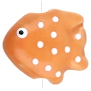 Perle poisson à pois 20x16 mm en céramique - Orange - Blanc x1
