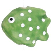Perle poisson à pois 20x16 mm en céramique - Vert - Blanc x1