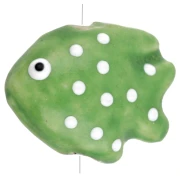 Perle poisson à pois 20x16 mm en céramique - Vert - Blanc x1