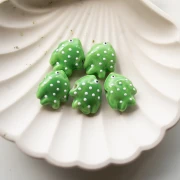 Perle poisson à pois 20x16 mm en céramique - Vert - Blanc x1