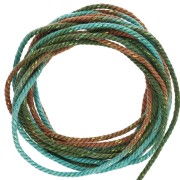 Cordon en polyester tressé et métallisé 1.6 mm - Tie and Dye - Vert - Marron x2m