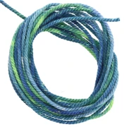 Cordon en polyester tressé et métallisé 1.6 mm - Tie and Dye - Vert - Bleu x2m