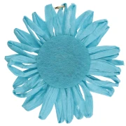 Pendentifs fleur 55 mm en raphia - Bleu x2