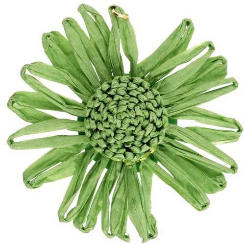 Pendentifs fleur 55 mm en raphia - Vert x2