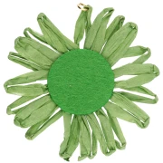 Pendentifs fleur 55 mm en raphia - Vert x2