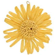 Pendentifs fleur 55 mm en raphia - Jaune x2
