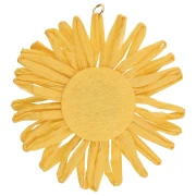 Pendentifs fleur 55 mm en raphia - Jaune x2