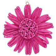Fuchsia - Pendentifs fleur 55 mm en raphia - Fuchsia x2 Pendentifs fleur 55 mm en raphia - Fuchsia x2