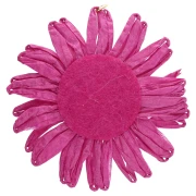 Pendentifs fleur 55 mm en raphia - Fuchsia x2