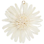 Pendentifs fleur 55 mm en raphia - Ivoire x2