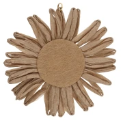 Pendentifs fleur 55 mm en raphia - Beige x2