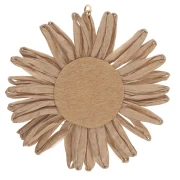 Pendentifs fleur 55 mm en raphia - Beige x2