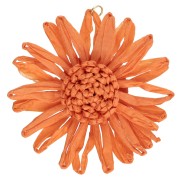 Pendentifs fleur 55 mm en raphia - Orange x2