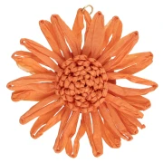 Pendentifs fleur 55 mm en raphia - Orange x2