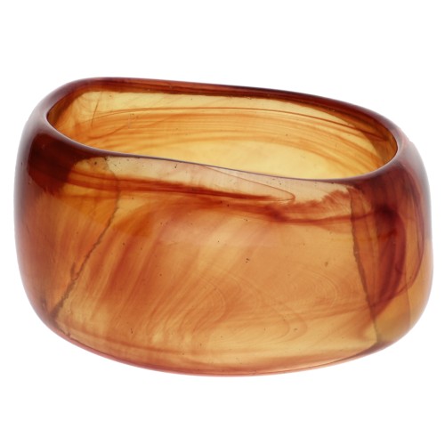 Bracelet jonc irrégulier épais en acrylique opaque 62 mm - Marbré Ambre x1