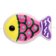 Violet - Perle poisson 20x13 mm en verre - Jaune fluo - Rose fluo - Violet x1 Perle poisson 20x13 mm en verre - Jaune fluo - Rose fluo - Violet x1
