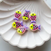 Perle poisson 20x13 mm en verre - Jaune fluo - Rose fluo - Violet x1