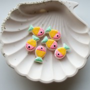 Perle poisson 20x13 mm en verre - motif pois - Rose - Orange - Vert menthe x1