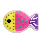 Violet - Perle poisson 20x13 mm en verre - motif pois - Jaune fluo - Rose fluo - Violet x1 Perle poisson 20x13 mm en verre - motif pois - Jaune fluo - Rose fluo - Violet x1