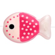 Blanc - Perle poisson 20x13 mm en verre - motif pois - Nude - Rose corail fluo - Blanc x1 Perle poisson 20x13 mm en verre - motif pois - Nude - Rose corail fluo - Blanc x1