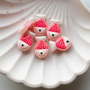 Perle poisson 20x13 mm en verre - motif pois - Nude - Rose corail fluo - Blanc x1