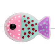 Rose - Perle poisson 20x13 mm en verre - motif pois - Rose - Vert menthe - Violet x1 Perle poisson 20x13 mm en verre - motif pois - Rose - Vert menthe - Violet x1