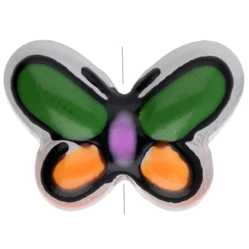 Perle en verre papillon 14x10 mm en verre - Vert - Orange - Lilas x1