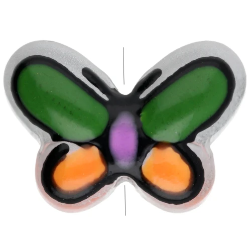Perle en verre papillon 14x10 mm en verre - Vert - Orange - Lilas x1