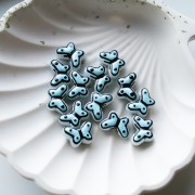 Perles en verre papillon 14x10 mm en verre - Bleu ciel - Noir x1