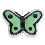 Perles en verre papillon 14x10 mm en verre - Vert sauge - Noir x1