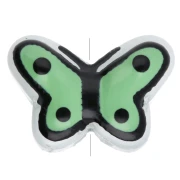 Perles en verre papillon 14x10 mm en verre - Vert sauge - Noir x1