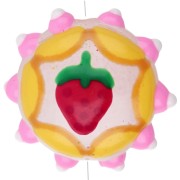 Perle ronde aplatie 20 mm en verre - motif fraise - Jaune - Rose - Rouge x1