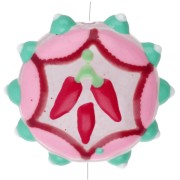 Perle ronde aplatie 20 mm en verre - motif poivron - Vert d'eau - Rose - Rouge x1