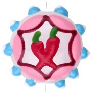 Perle ronde aplatie 20 mm en verre - motif piment - Rose - Bleu ciel - Rouge x1