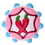 Perle ronde aplatie 20 mm en verre - motif piment - Rose - Bleu ciel - Rouge x1