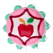Perle ronde aplatie 20 mm en verre - motif pomme - Rose - Vert d'eau - Rouge x1